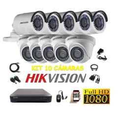 HIKVISION - Kit 10 Cámaras Seguridad FULLHD