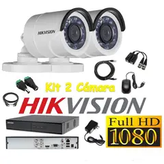 HIKVISION - Kit 2 Cámaras Seguridad Tubo Exterior FULLHD