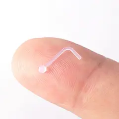 GENERICO - Set x 2 Piercings transparente para nariz en forma de gancho puntito nostril