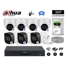 DAHUA - CÁMARAS SEGURIDAD KIT 7 5MP + DISCO 2TB AUDIO INCORPORADO P2P COMPLETO