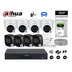 DAHUA - CÁMARAS SEGURIDAD KIT 8 5MP + DISCO 1TB AUDIO INCORPORADO P2P COMPLETO