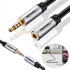 NETCOM - Cable Extensión de Audio Plug a Jack 3.5mm TRRS de 1.80 Metros