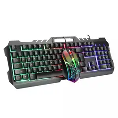 SEISA - Teclado Mecánico y Mouse Gamer Retroiluminado con Luces