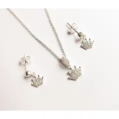 LA TIENDA 88 JOYAS Y ACCESORIOS - La Tienda 88 - Set Mujer Collar y Aretes Plata Peruana - Blanco