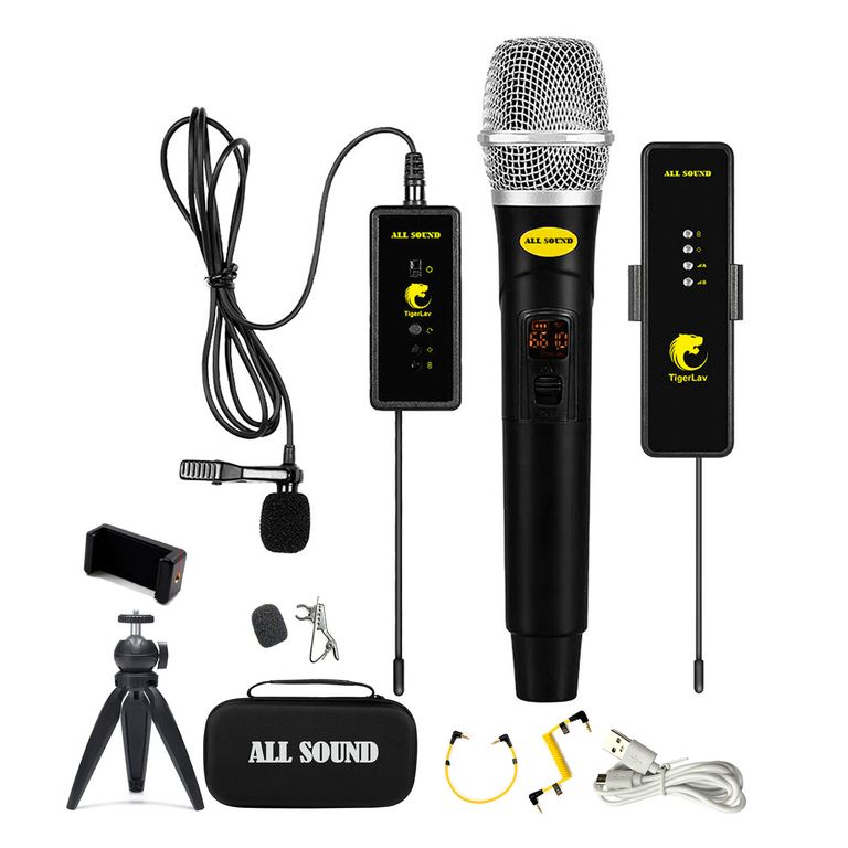 Micrófono Inalámbrico TIGER LAV TL4 Pro UHF Reportero