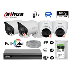 DAHUA - CÁMARAS SEGURIDAD KIT 4 FULL HD DISCO 1TB VISION NOCTURNA FULL COLOR