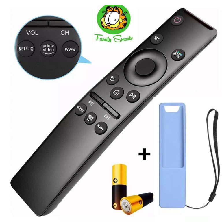 Control Remoto Samsung Smart Tv 4k Curve Uhd Funda Celeste Y Pila