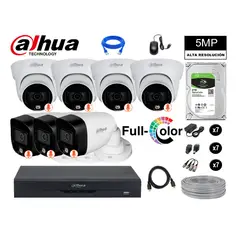 DAHUA - CÁMARAS SEGURIDAD KIT 7 5MP + DISCO 2TB VISION NOCTURNA FULL COLOR