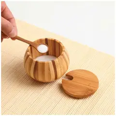 INSPIRA MARKET - Condimentero salero azucarero con cucharita eco friendly de bambu