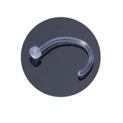 GENERICO - Set x 2 Piercings argolla de acrílico transparente para nariz nostril