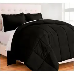 GENERICO - Edredón King con fundas de almohada algodón negro