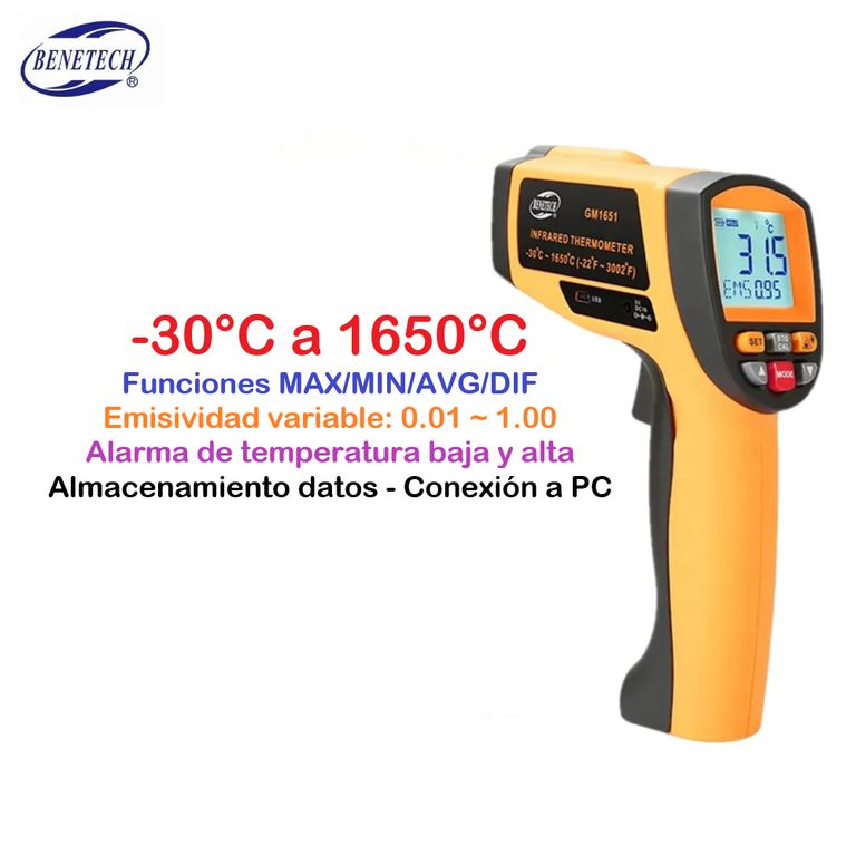 Pirómetro Termómetro Infrarrojo Profesional GM1651 -
