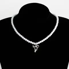 MANYA - Collar de Perlas Dije Lazo-