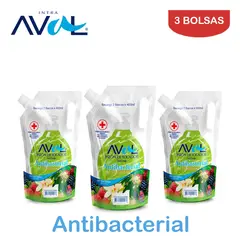 AVAL - Jabón líquido antibac. 800ml eucalipto AVAL. Pack 3 bolsas