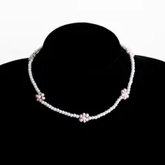 MANYA - Collar de Mini Perlas Flower Champagne -