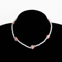MANYA - Collar de Mini Perlas Flower Palo Rosa -