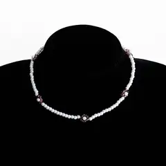 MANYA - Collar de Mini Perlas Flower Morado -