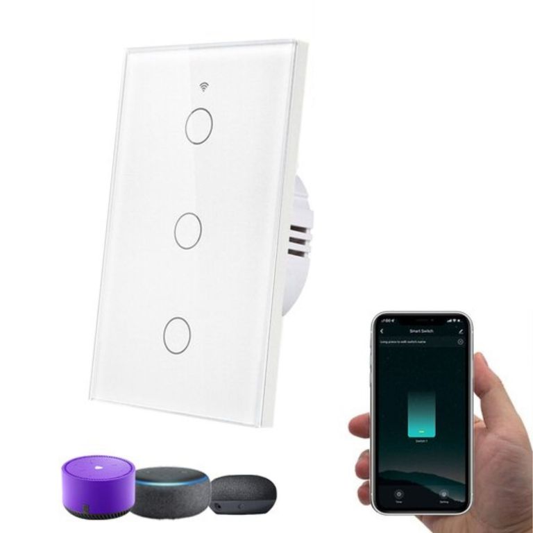 Interruptor Inteligente Wifi Triple sin Neutro - Blanco