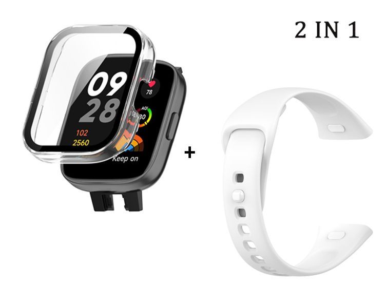 Bumper con Vidrio Clear + Correa para Redmi Watch 3 - Blanco