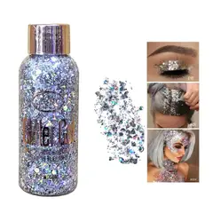 GENERICO - Glitter en gel para maquillaje y cabello Plateado 50 ml