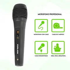 HALION - Micrófono HA-M54 Alámbrico Negro