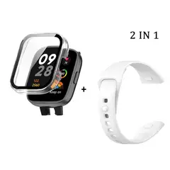 GENERICO - Bumper con Vidrio Clear + Correa para Redmi Watch 3 - Blanco