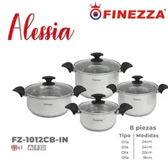 FINEZZA - Ollas Acero Inoxidable 1810 8Pc FZ-1013CB