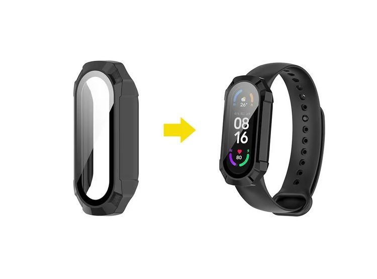 Case Bumper con Vidrio para Xiaomi Band 7 - Negro