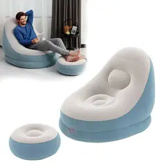 BESTWAY - Sillón Inflable Con Poof Celeste