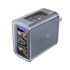 ACEFAST - Cargador de pared A47 PD65W GaN Mica Gray 2xUSB-C USB-A
