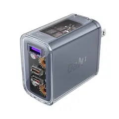 ACEFAST - Cargador de pared A47 PD65W GaN Mica Gray 2xUSB-C USB-A