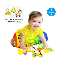 MEYING - Rodillo con Juguetes para la Estimulación Tummy Time Azul