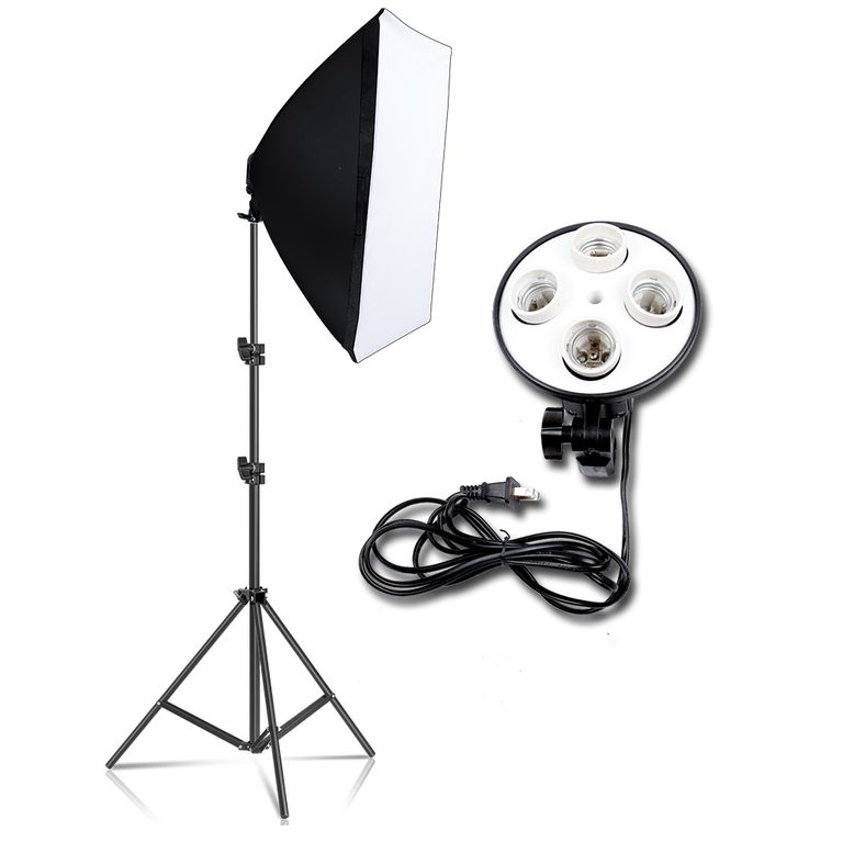 MEDIO KIT DE ILUMINACION FOTOGRAFICA 1 socket 4 focos 45wats
