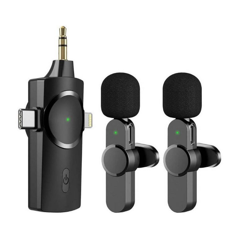 Microfono Inalambrico Universal - 2 micros - Para Celular PC y Camaras