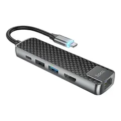 HOCO - Adaptador C 5 en 1USBC USB 3.0 + RJ45 para Laptop Macbook
