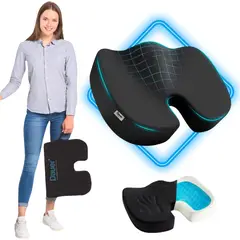 DAUER - ASIENTO COJIN VISCOELÁSTICO CON GEL + BAMBU INCLUYE FORRO NEGRO Y ASA