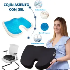 DAUER - Asiento Cojín Viscoelástico Gel + Bambu con forro negro y asa