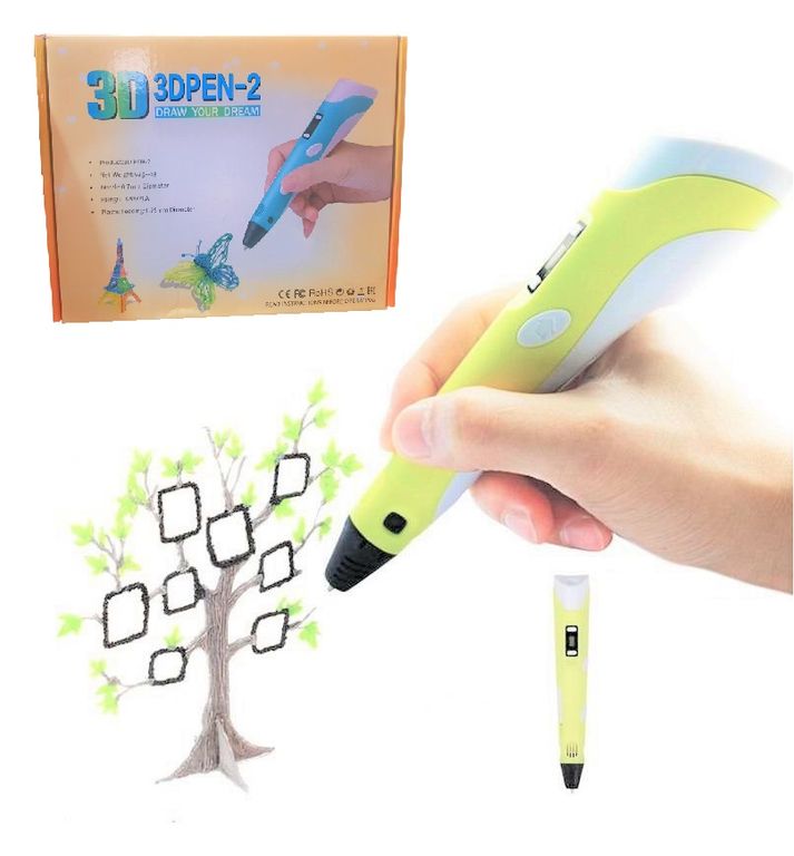 Lápiz lapicero 3D portátil impresión manual - Amarillo