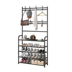 GENERICO - Estante de Zapatos 5 Niveles Zapatera de Metal + Perchero Organizador