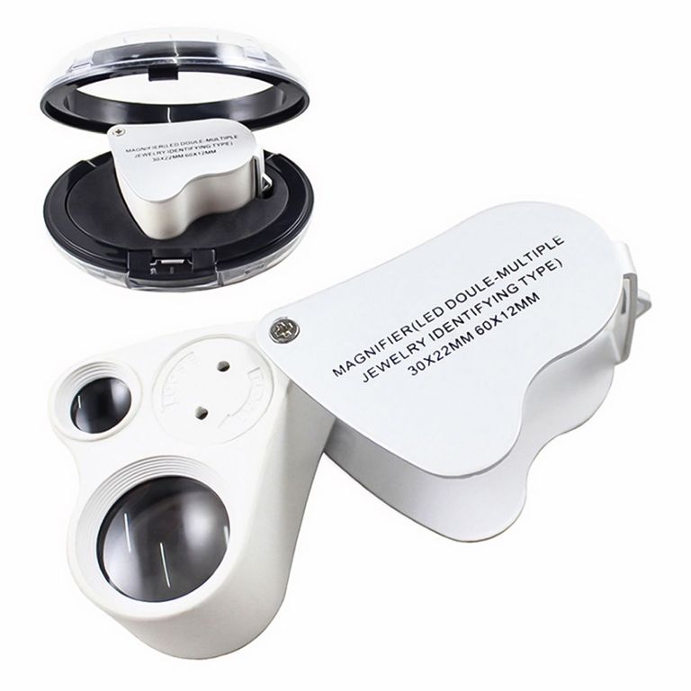 Lupa Doble Lente 30x22mm y 60x12mm con luz led