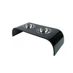 GENERICO - Comedero laminado para perro y gatos medianos negro