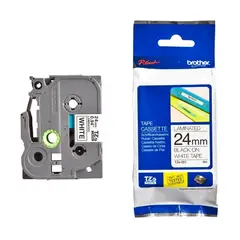BROTHER - Cinta Laminada TZE-251 24mm De Ancho - Fondo Blanco