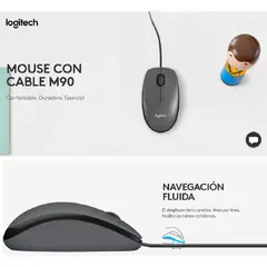 LOGITECH - Mouse standar negro M90 USB Cable