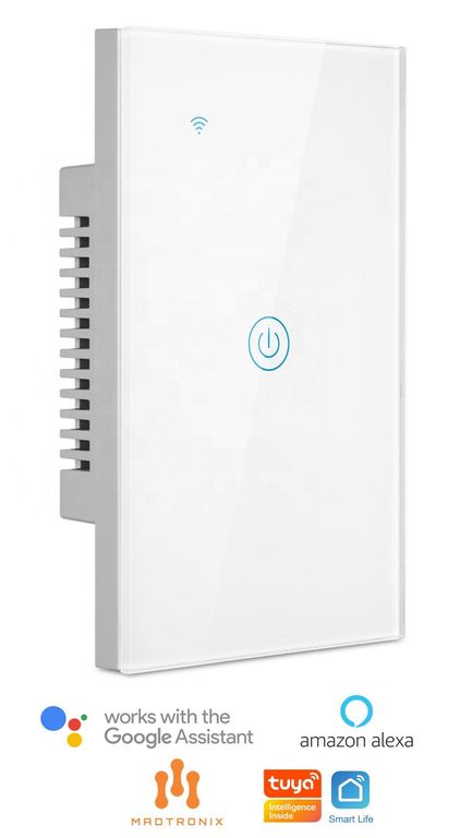 Interruptor De Luz Smart Wifi Simple Alexa y Google Sin Neutro Blanco