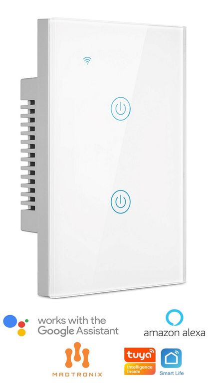 Interruptor De Luz Smart Wifi Doble Alexa y Google Sin Neutro Blanco