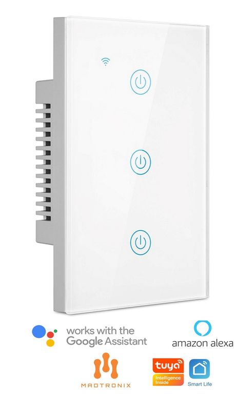 Interruptor De Luz Smart Wifi Triple Alexa y Google Sin Neutro Blanco
