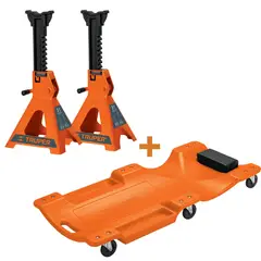 TRUPER - Combo 2 Caballetes 3TN +Cama de plástico 40" para mecánico
