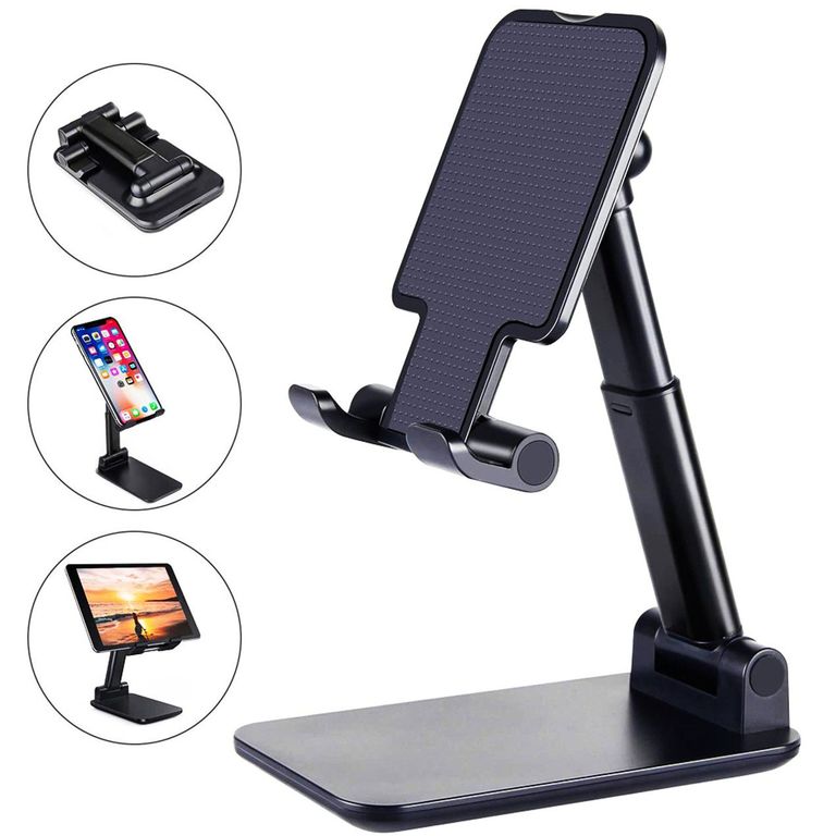 Soporte para Celular en Escritorio Portátil Plegable Negro