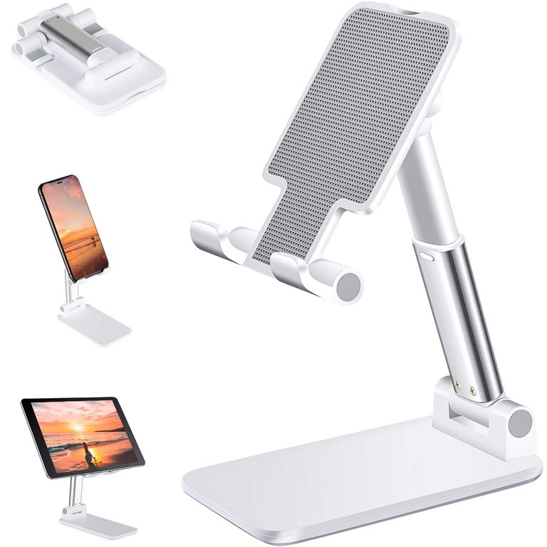 Soporte para Teléfono o Celular en Escritorio Portátil Plegable Blanco