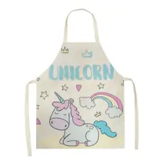 GENERICO - Mandil-Delantal para niños de Unicornio con estrellas y corazones